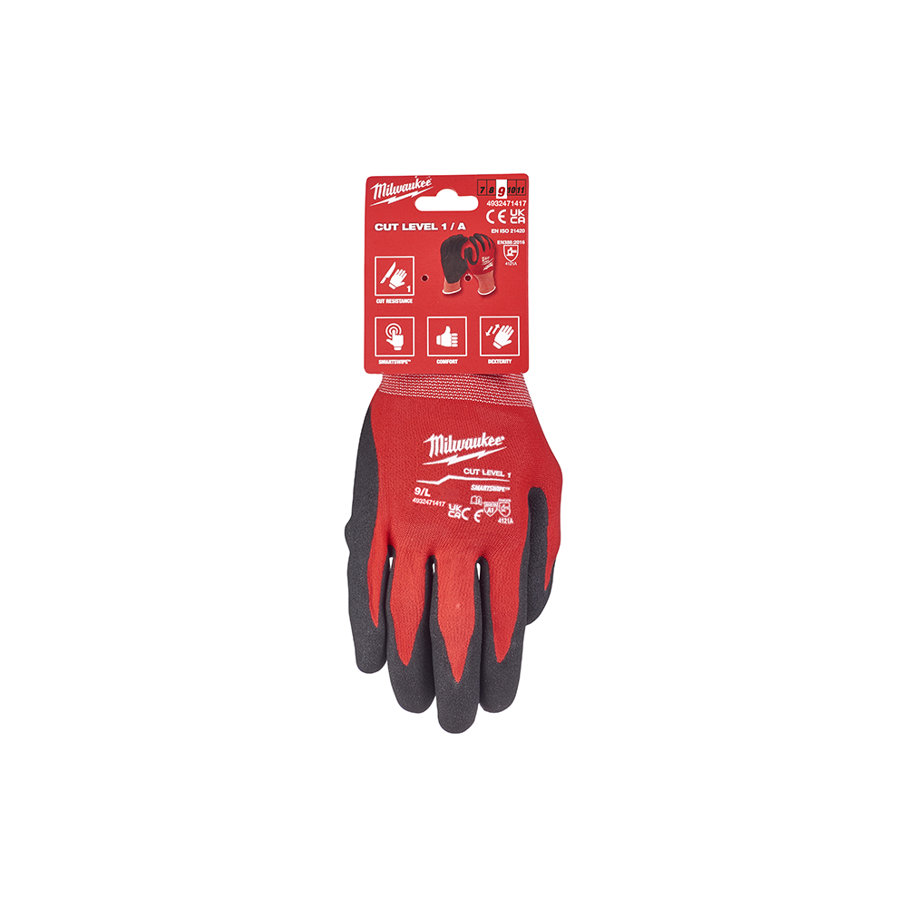 NITRILE COATED CUT-RESISTANT GLOVES CAT. 1/A 3121A TG10 MILWAUKEE 4932471418