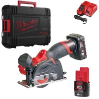 Mini multi-material cut-off machine 76mm M12 + 2 Batt. Milwaukee M12FCOT-422X 1Kg