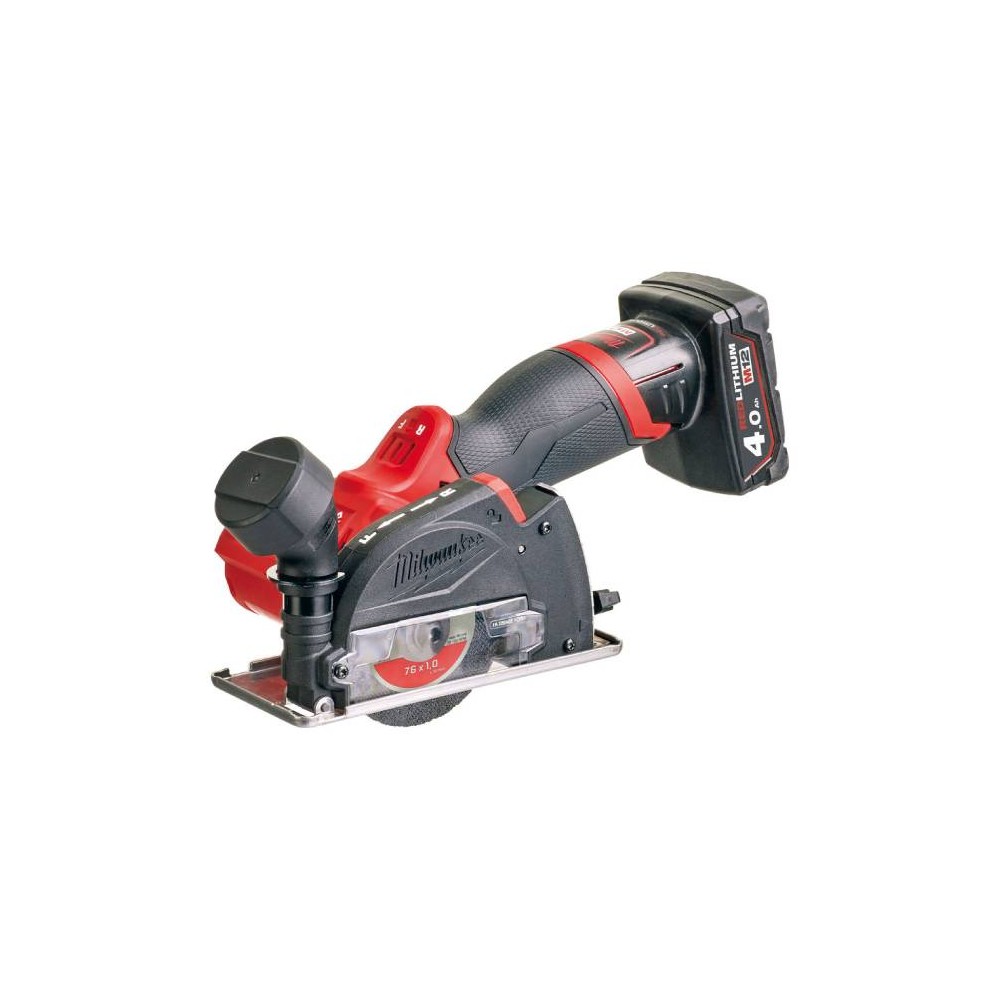 Mini multi-material cut-off machine 76mm M12 + 2 Batt. Milwaukee M12FCOT-422X 1Kg