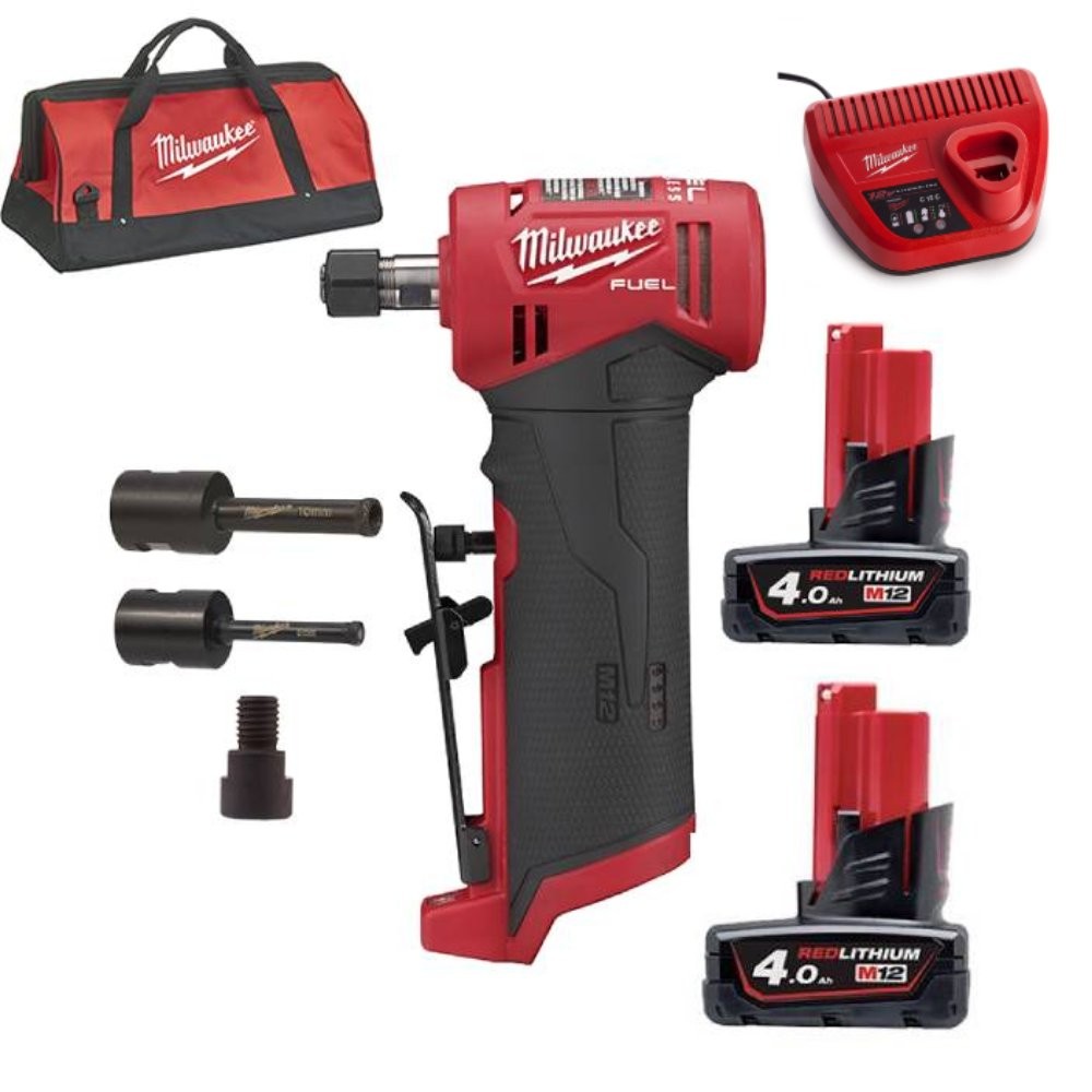 Mini Smerigliatrice Angolare M12 + 2 Batt. 4Ah Milwaukee M12FDGA-402C 1Kg