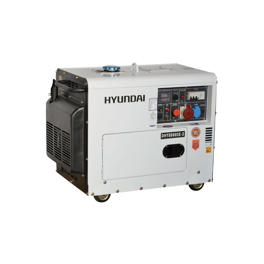 Generatore di corrente 5Kw Diesel Silenziato con AVR Hyundai 65234 456cc 12HP