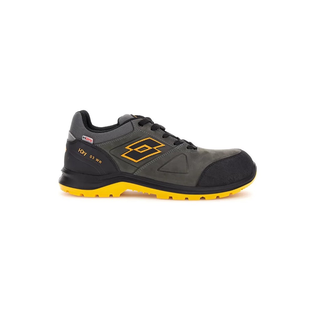 Scarpe antinfortunistiche Lotto Hit 250 S3 SRC WR HDRY Asphalt-black-radiant yellow