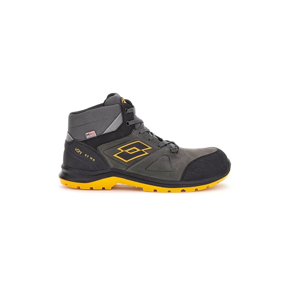 Scarpe antinfortunistiche Lotto Hit 250 Mid S3 SRC WR HDRY Asphalt-black-radiant yellow