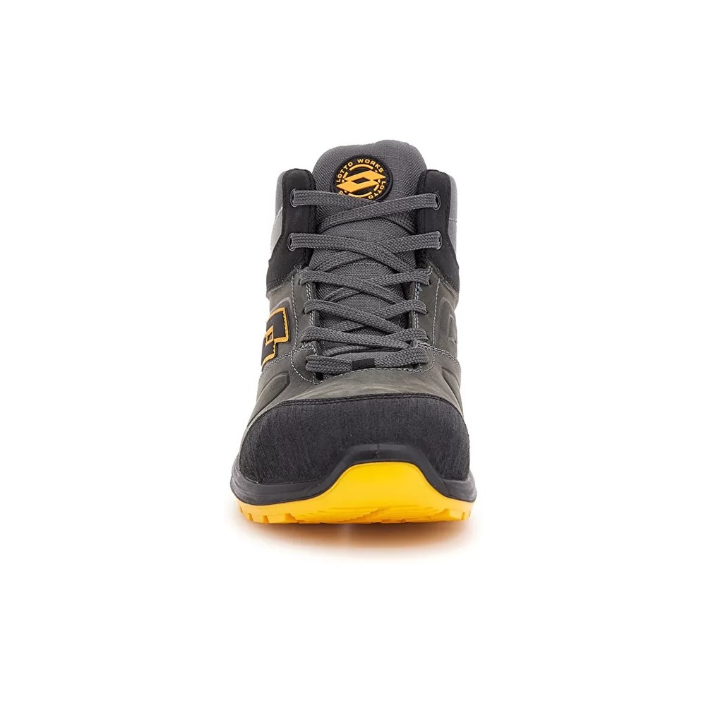 Scarpe antinfortunistiche Lotto Hit 250 Mid S3 SRC WR HDRY Asphalt-black-radiant yellow