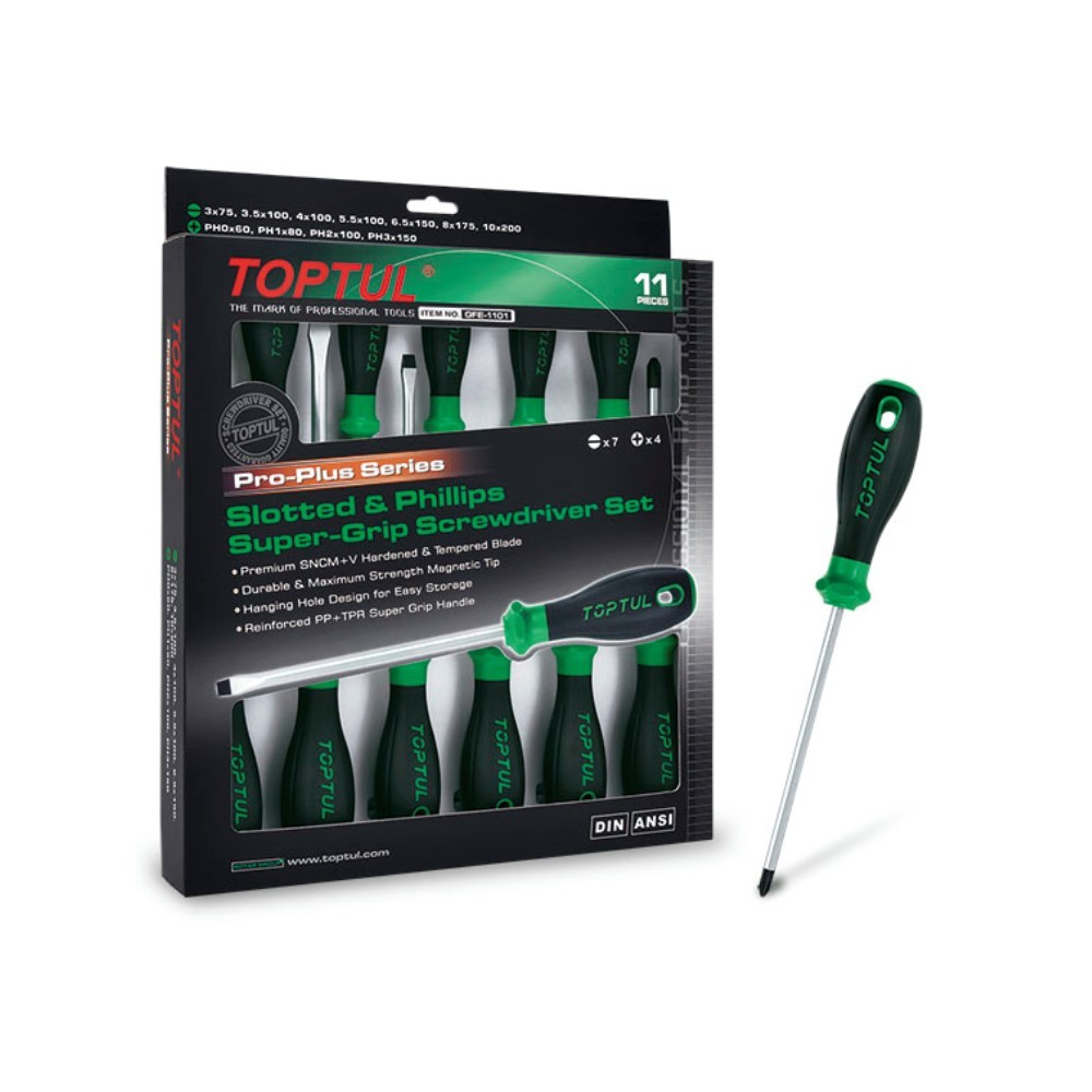 Set 11 cacciaviti croce e lama Toptul GFE-1101 CR-V