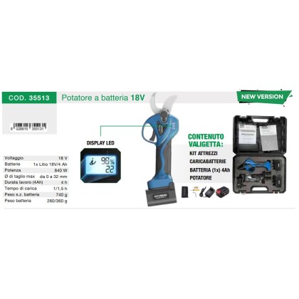 Forbice a Batteria 18V 4Ah Hyundai 35513 32mm