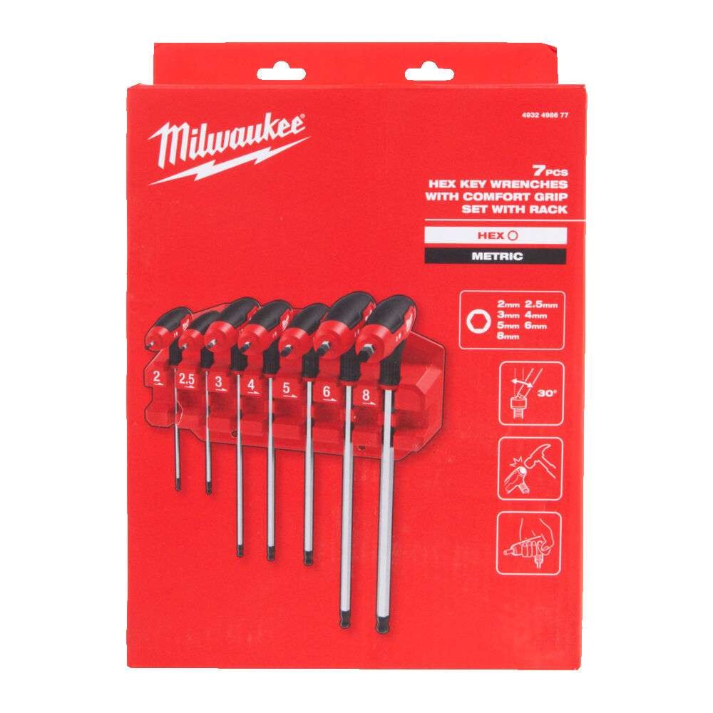 Set Magnetico Chiavi Esagonali Impugnatura Comfort Milwaukee 4932498677 7Pz