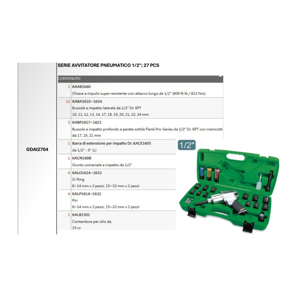 TOPTUL KAAB1640 AVVITATORE PNEUMATICO 1/2" 542Nm