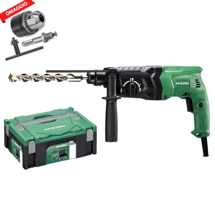 Martello tassellatore 730 W - 3 modalità hikoki DH24PH2 +Mandrino Omaggio