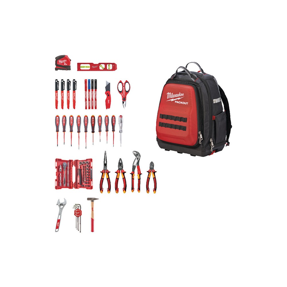 Zaino Packout elettricista Milwaukee 4932498407 73 pezzi