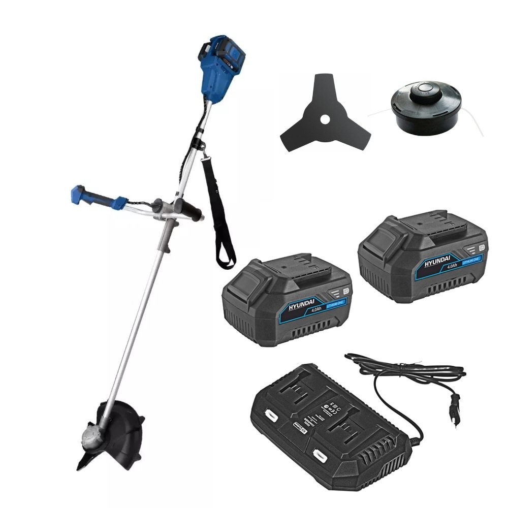 Decespugliatore a Batteria 2x40v 4ah Litio + Caric. Hyundai 25220 300mm in Kit
