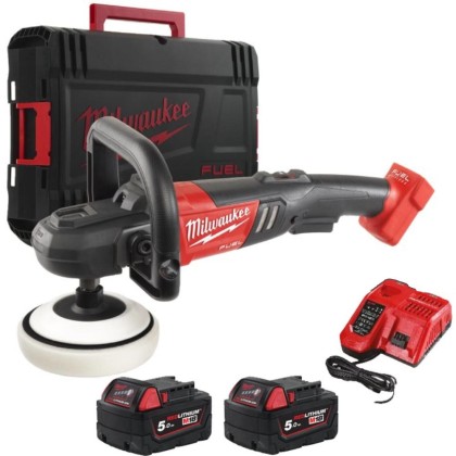 Lucidatrice Rotativa 180mm M18 +2 Batt. 5Ah Milwaukee M18 FAP180-0X Fuel