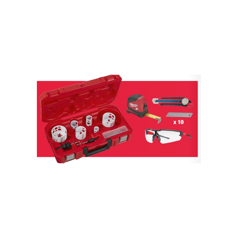 Trade Set Seghe Tazza Hole Dozer 13 Pz +Occhia. +Flessom. +Taglierino +Lame Milwaukee 4932493803