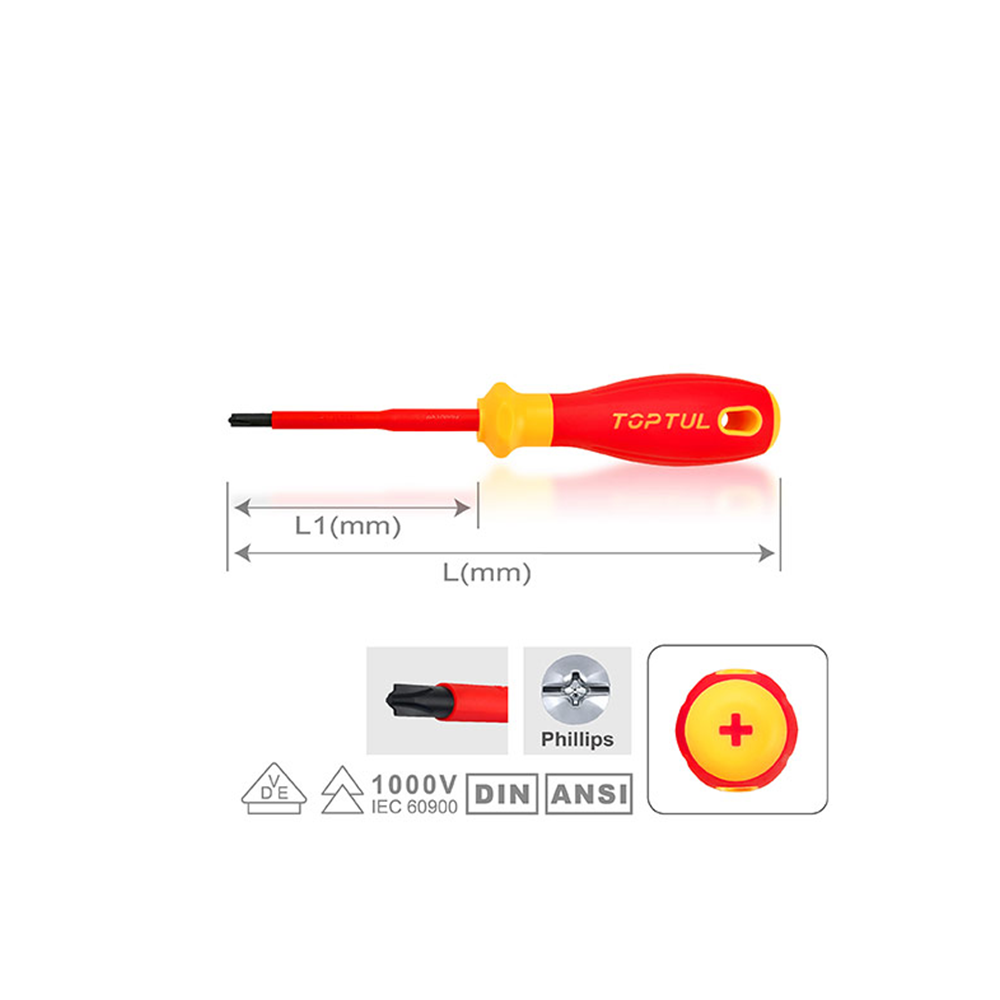 Cacciaviti Phillips FL1 80mm combinati isolati VDE Toptul FYEF0108V4