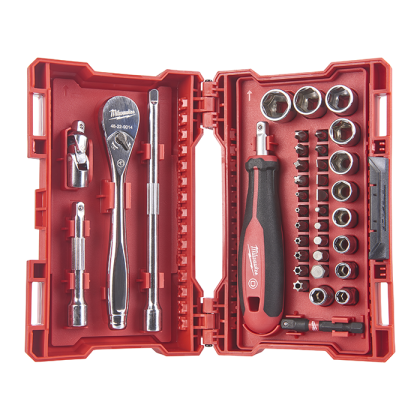 Set metrico di Bit Cricchetto e bussole Da 1/4" - 38 Pezzi Milwaukee 4932479096