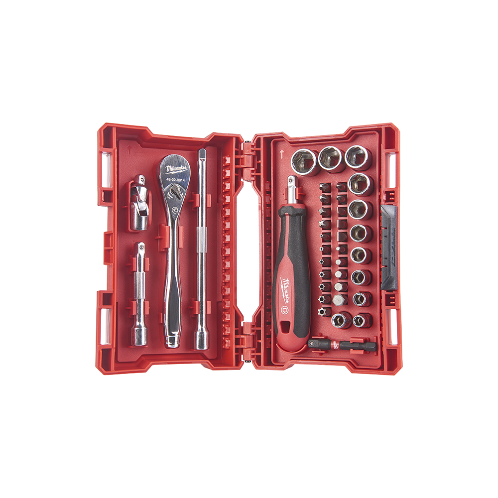 Set metrico di Bit Cricchetto e bussole Da 1/4" - 38 Pezzi Milwaukee 4932479096