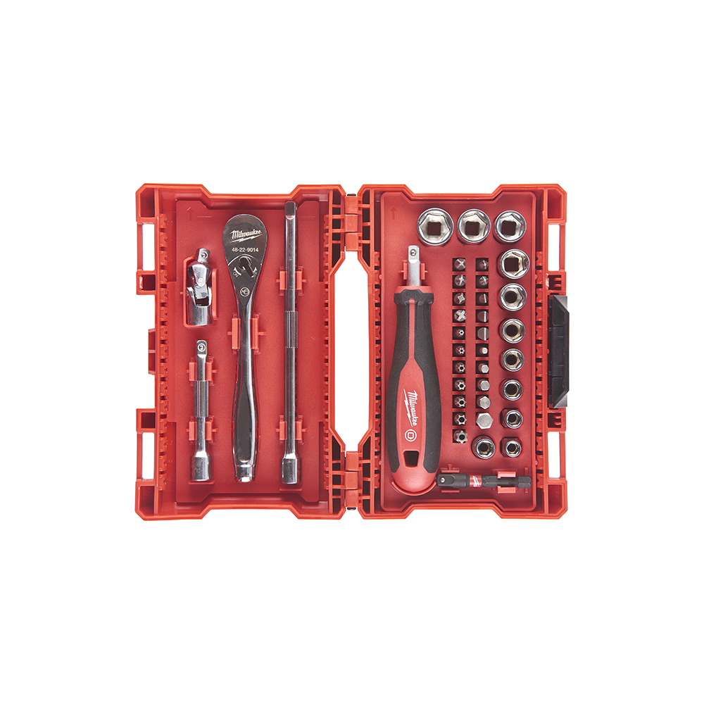 Set metrico di Bit Cricchetto e bussole Da 1/4" - 38 Pezzi Milwaukee 4932479096