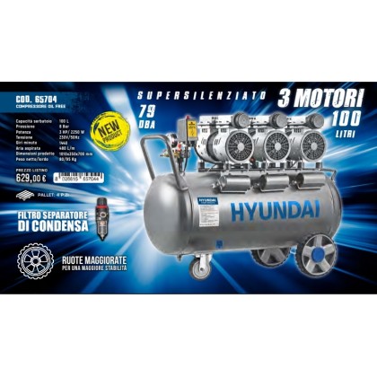 Compressore supersilent hp 3 1f 8bar 480 l/m Hyundai 65704