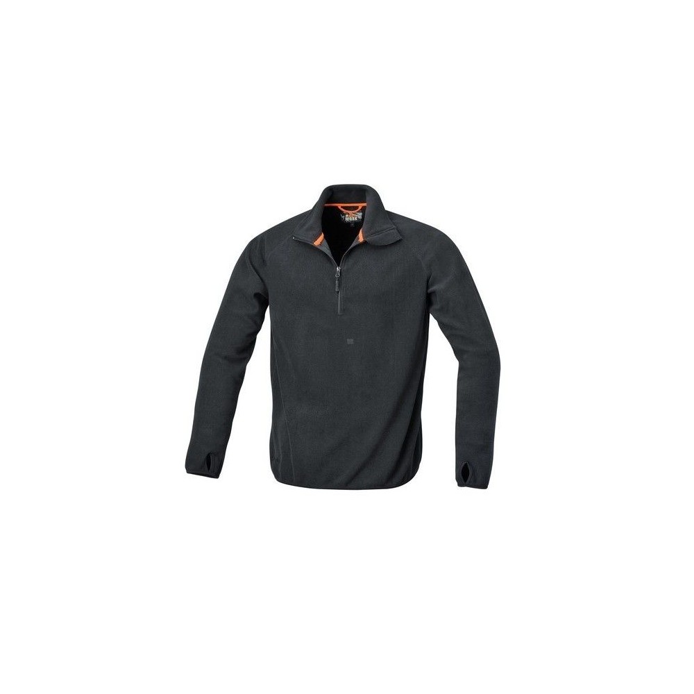 FLEECE SWEATSHIRT 180GR. BLACK SHORT ZIP WITH T-COLLAR