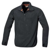 FLEECE SWEATSHIRT 180GR. BLACK SHORT ZIP WITH T-COLLAR