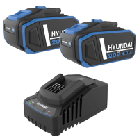 HYUNDAI 25891 STARTER PACK CON 2 BATTERIE 25895 BATTERIA LITIO 20V 4Ah + CARICA BATTERIE 25896 DA 55W CLASSE 2A