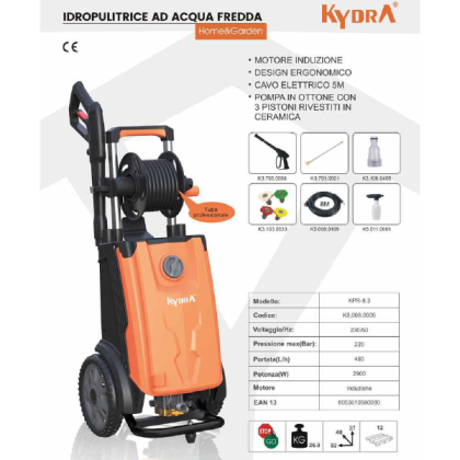 Idropulitrice ad acqua fredda 220Bar 2900W Kydra KPR 8.3