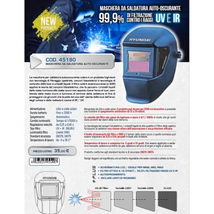 Maschera da saldatura hyundai 45180