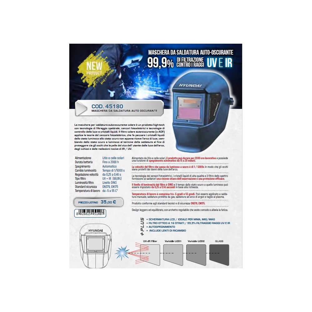 Maschera da saldatura hyundai 45180