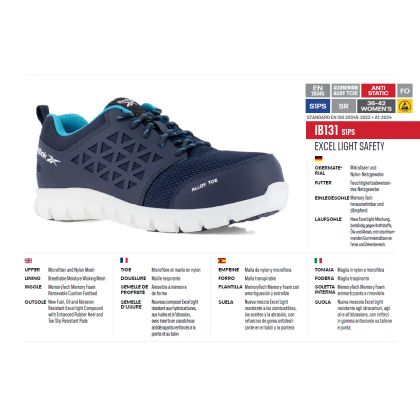 Scarpe Antinfortunistiche Reebok Excel Light Women B131 S1P Navy whit Teal Trim Alloy Toe