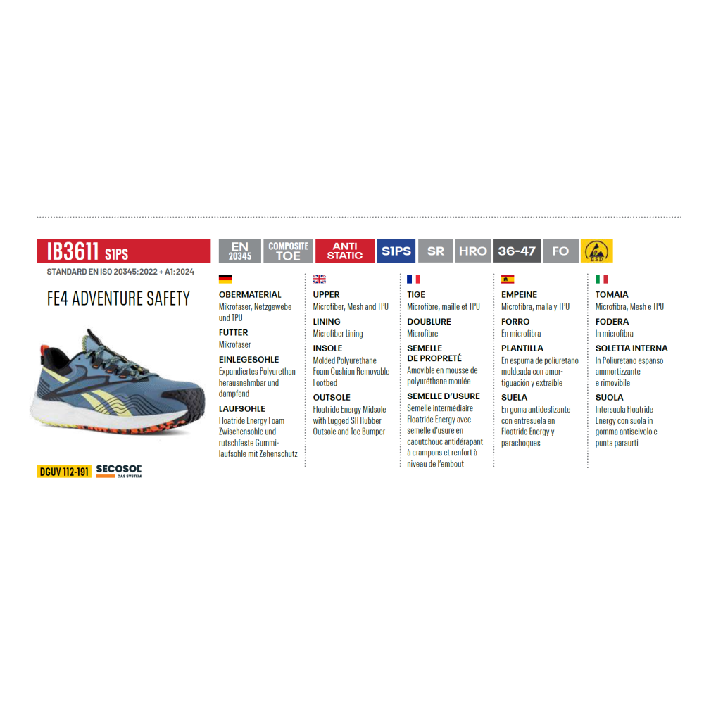 Scarpe Antinfortunistiche Reebok F4 Adventure IB3611 S1PS Blue Athletic