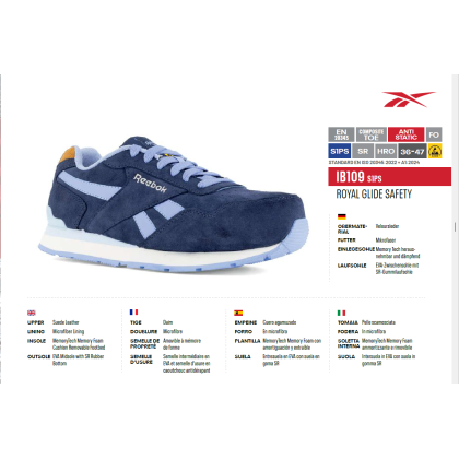 Scarpe Antinfortunistiche Reebok Royal Glide IB109 S1P Navy and Blue Composite Toe