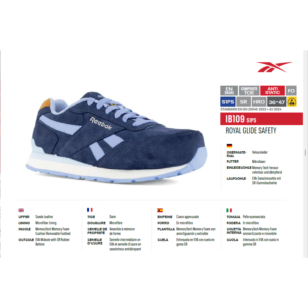 Scarpe Antinfortunistiche Reebok Royal Glide IB109 S1P Navy and Blue Composite Toe