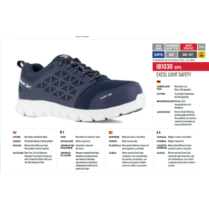Scarpe Antinfortunistiche Reebok Excel Light IB1030 S1P Black Digital Camo Composite Toe