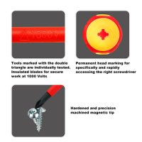 Pozidriv FL2 100mm screwdrivers with combined tip VDE insulated Toptul FXEF0210V4