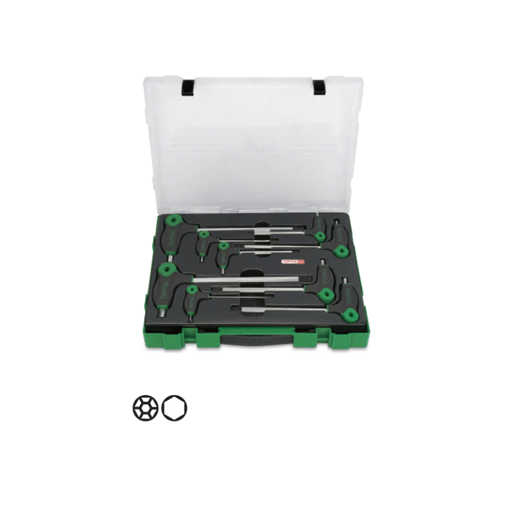 KIT 9PZ CHIAVI ESAGONALI TESTICA WITH IMPUGNATURA 2-10mm TOPTUL GZC0903