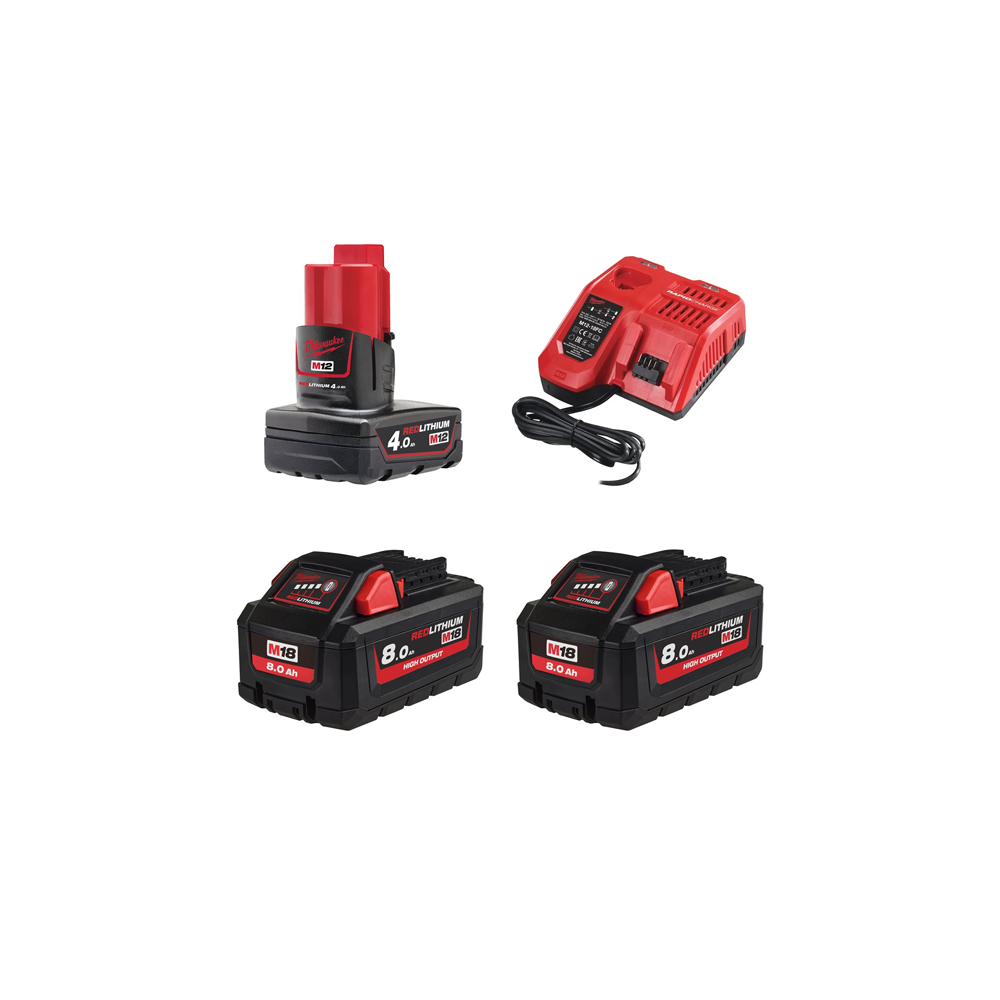 Energy Kit: 2 M18TM Battery + M12TM Battery + M12TM Milwaukee M18 HNRG-802 Charger