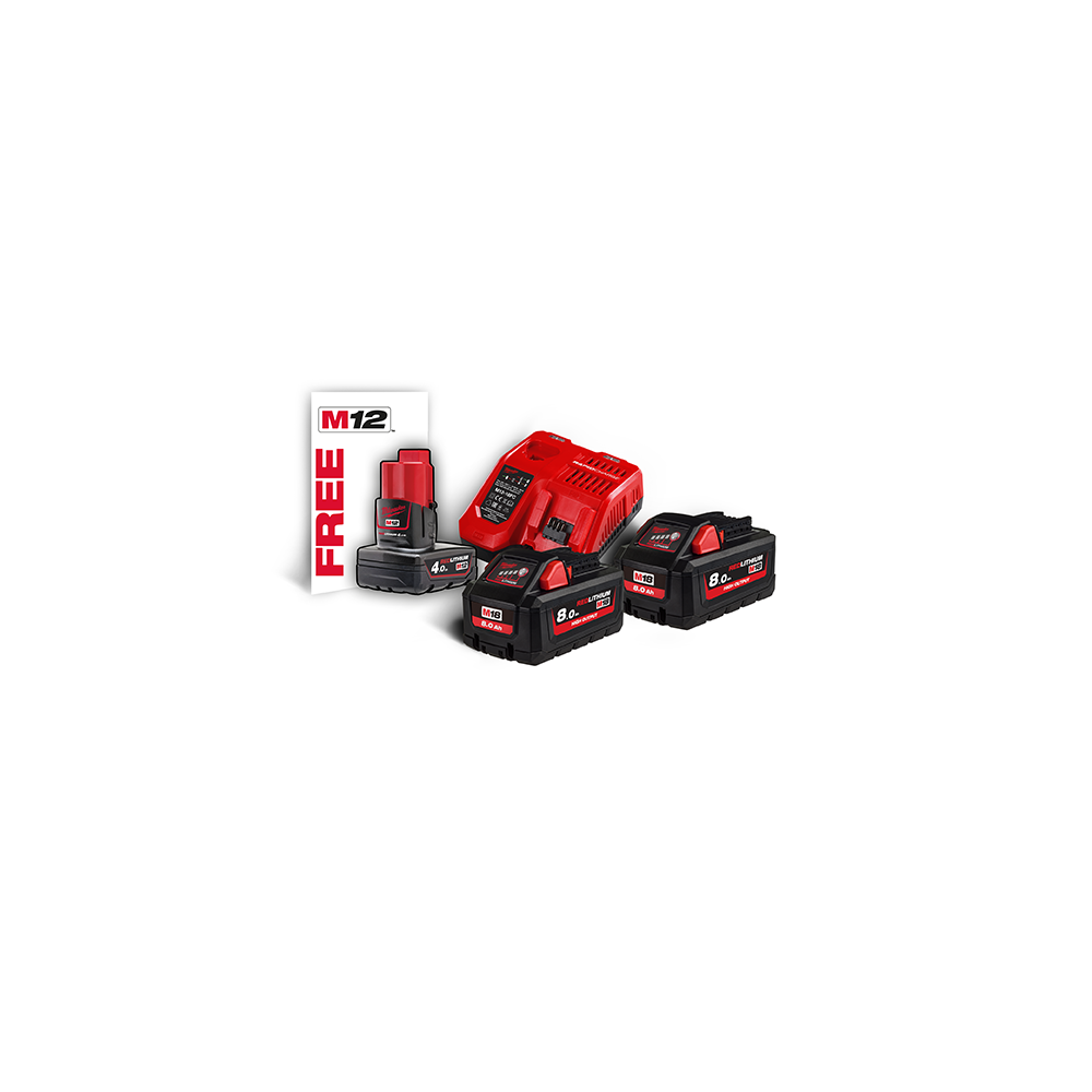 Energy Kit: 2 M18TM Battery + M12TM Battery + M12TM Milwaukee M18 HNRG-802 Charger