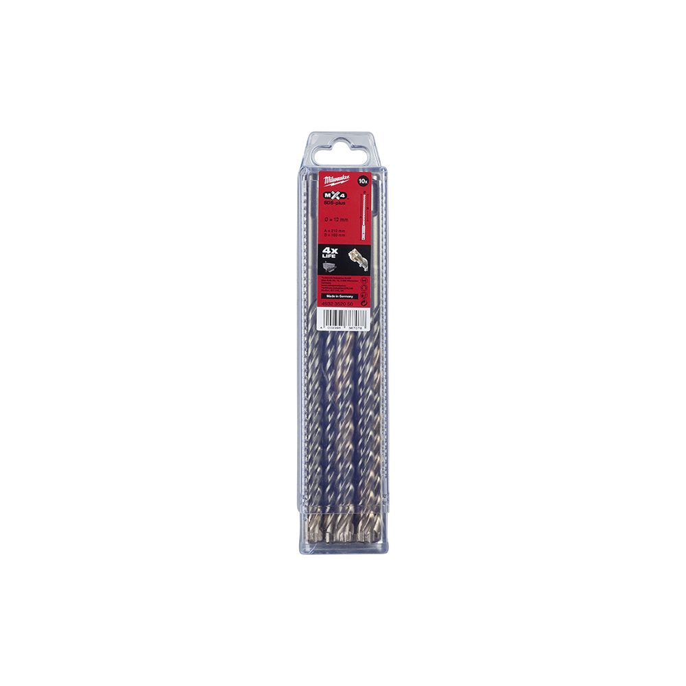 Set 10 SDS-PLUS MX4 Milwaukee 4932352050 12 X 210 Set 10 SDS-PLUS MX4 Milwaukee 4932352050 12 X 210