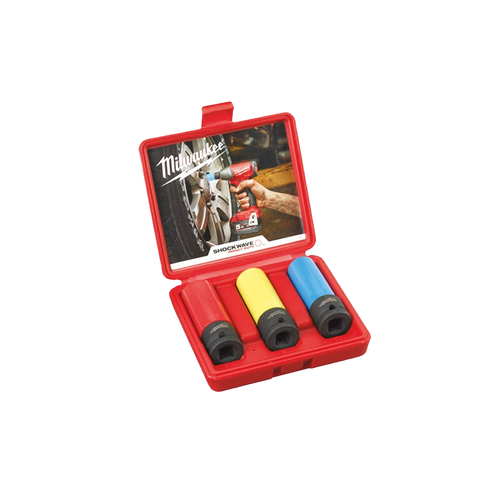 1/2" 17-19-21 mm milwaukee rubberized sockets set 451568 1/2" 17-19-21 mm milwaukee rubberized sockets set 451568