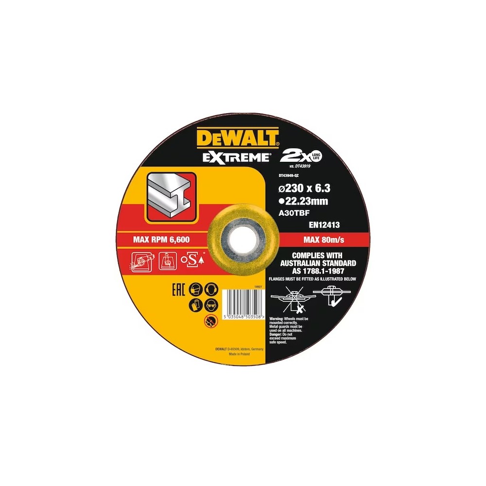 Outlet-Like New-Abrasive Cutting Discs for Metal Dewalt DT3449 230x2.5mm