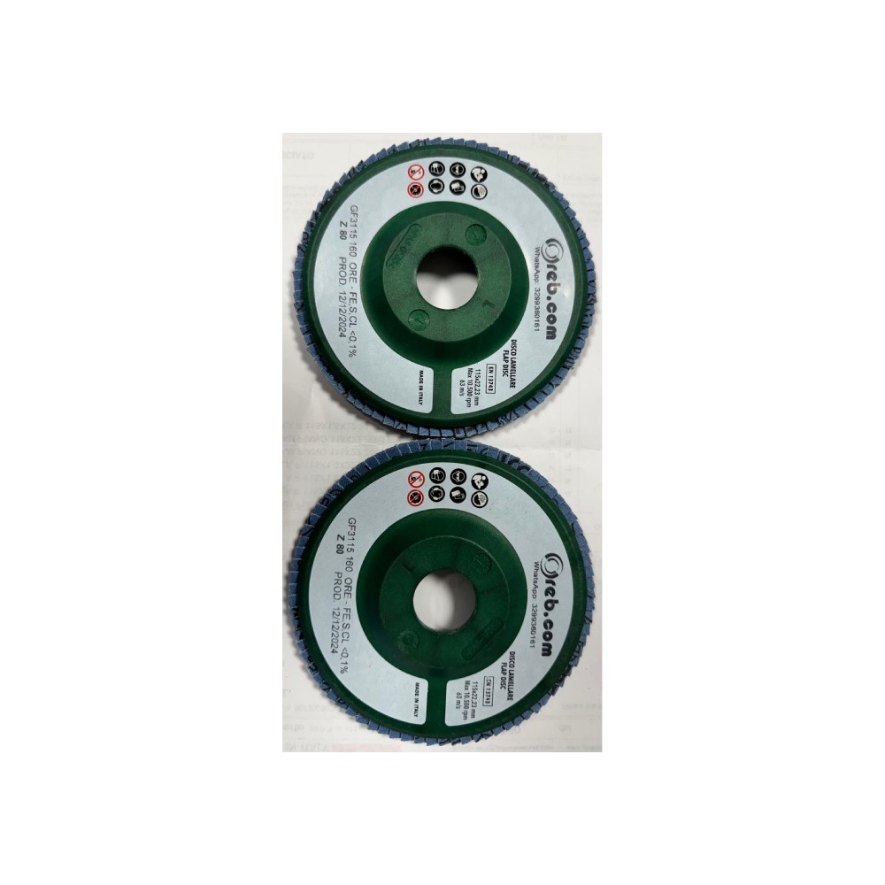 OREB GF3115 LAMELLAR DISC 115mm Z80 SUPPORT NYLON LAMEL DOUBLE CORUNDUM AND ZIRCONY