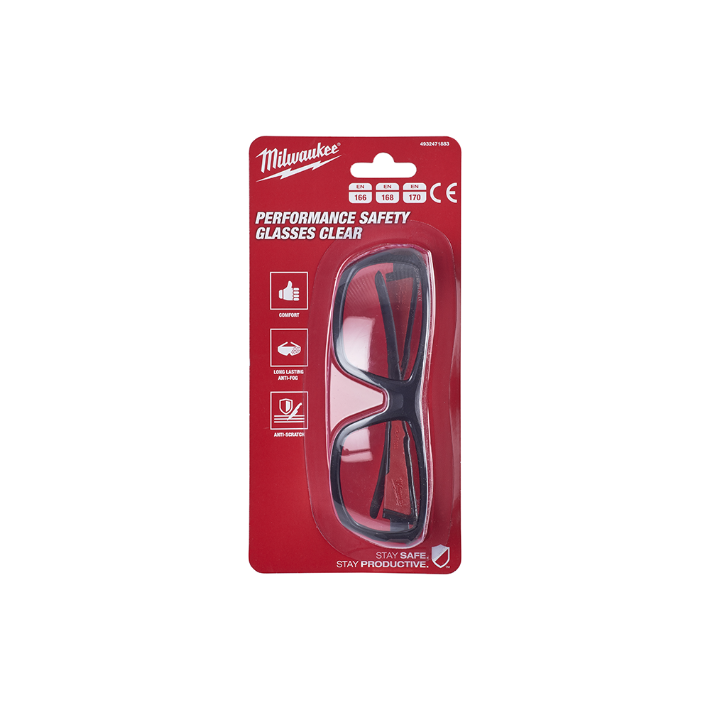 Performance safety glasses clear Milwaukee lenses 4932471883 Performance safety glasses clear Milwaukee lenses 4932471883