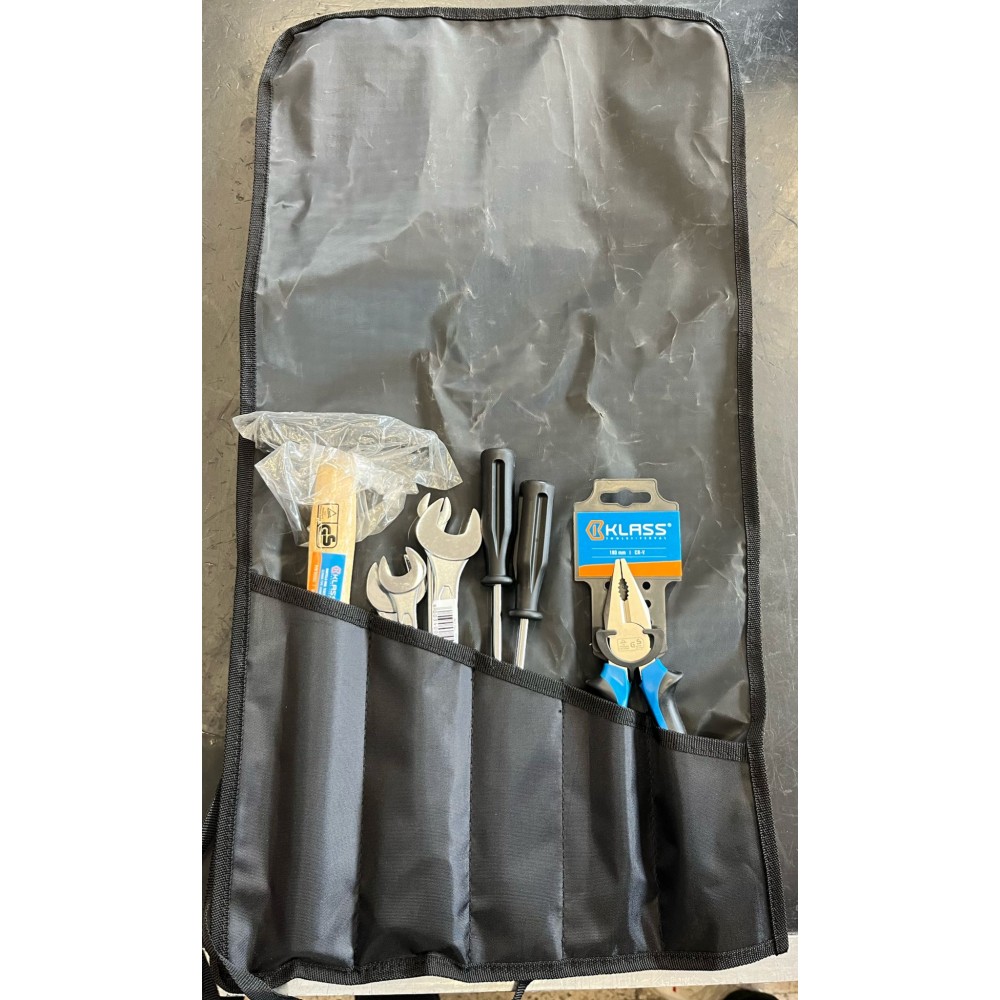 KLASS KO4018.01 KIT ASTUCCIO CONTENENTE CHIAVE COMBINATA 10-13-17-19, MARTELLO TIPO TEDESCO 300GR, PINZA UNIVERSALE 180mm, CACCI