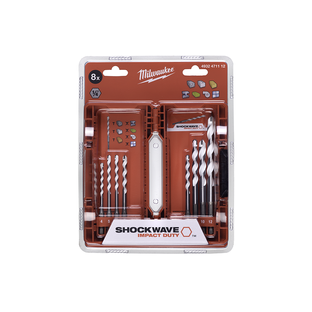 Set 8 pz punte multimateriale Milwaukee 4932471112 Set 8 pz punte multimateriale Milwaukee 4932471112